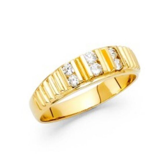 Other - 6mm Solid 14k Yellow Gold CZ Men's wedding Band